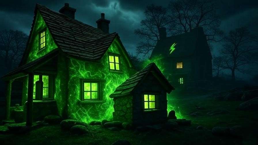Nighttime attack at Godric’s Hollow, symbolizing Harry Potter infant’s survival. 