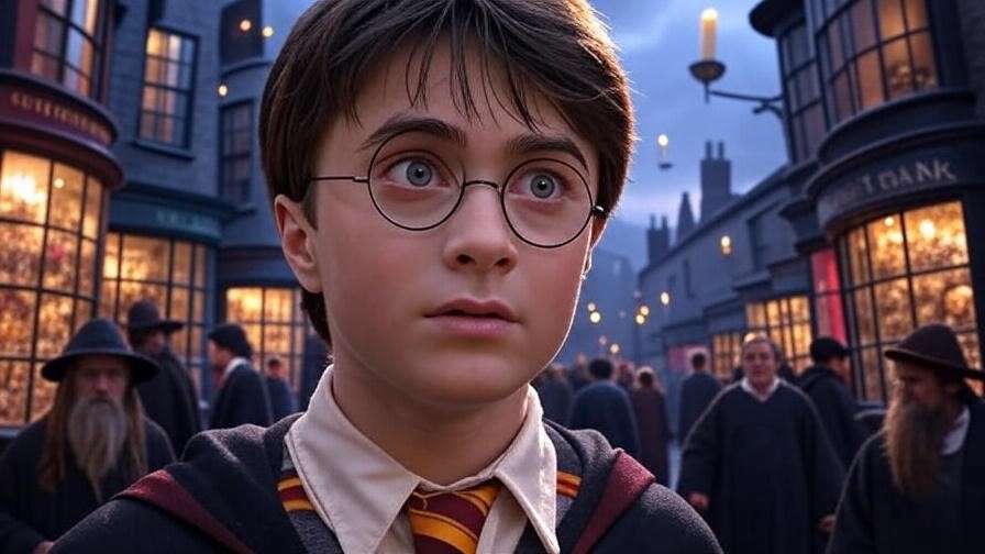Harry Potter discovering Diagon Alley, symbolizing fear of the unknown in Hogwarts journey 