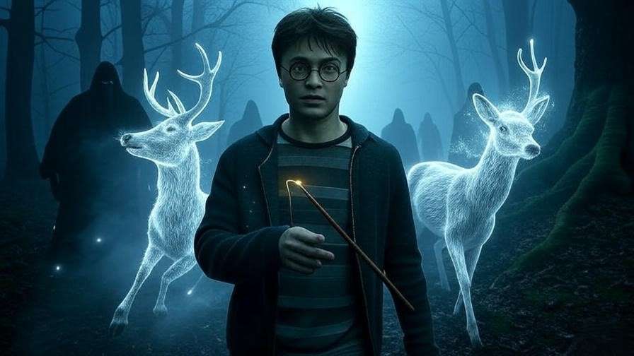 Harry Potter using Patronus against Dementors, battling inner fears in Prisoner of Azkaban 