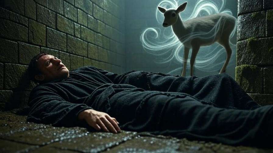 Severus Snape’s heroic sacrifice with Patronus and memories.