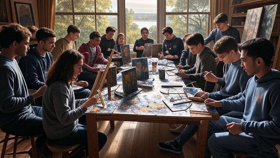 Fans painting Harry Potter scenes with Virginia landscapes in view.