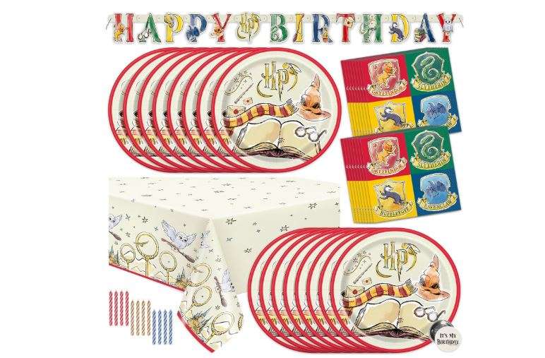  Harry Potter Birthday Decorations Kit | Harry Potter Birthday Party Supplies | With Harry Potter Table Cover, Banner, Dinner Plates, Napkins, Candles