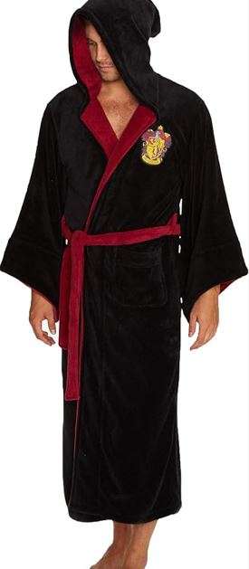 Harry Potter Gryffindor Hooded Bathrobe for Men/Women | Soft Plush Spa Robe for Adults | Lightweight Fleece Shower Robe With Belted Tie | One Size Fits Most Adults
