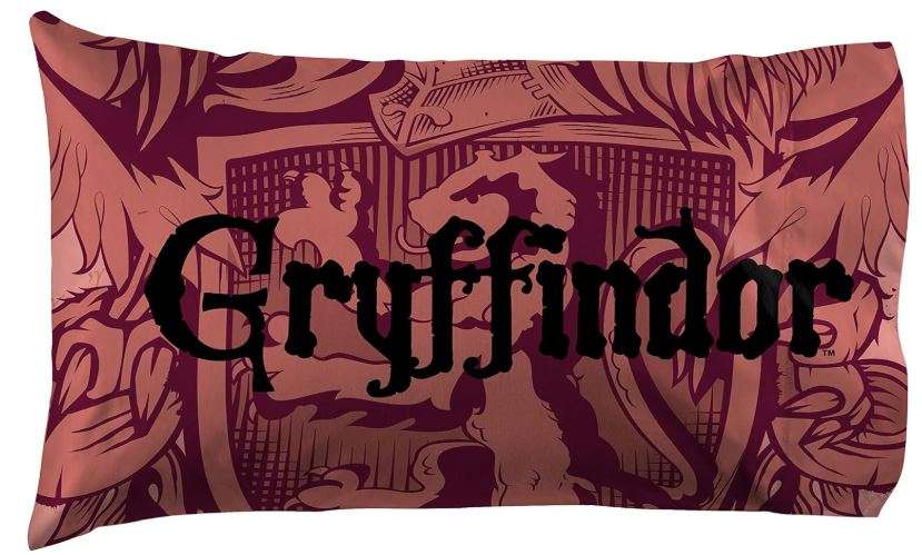 Jay Franco Harry Potter House of Gryffindor Reversible Pillowcase, Standard, Maroon