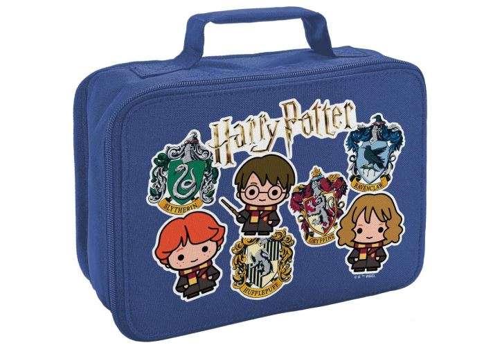 LOGOVISION Harry Potter Magical Stickers Insulated Soft Sided Lunch Box - Reusable Lunch Bag For School Office Work, BPA Free, Royal