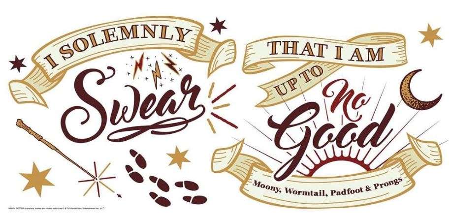 RoomMates RMK3607GM Harry Potter Marauder's Map Quote Peel and Stick Giant Wall Decals, Brown