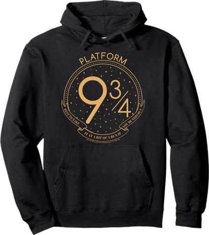 Harry Potter Platform 9 & 3/4 Train Station Line Art Logo Pullover Hoodie
