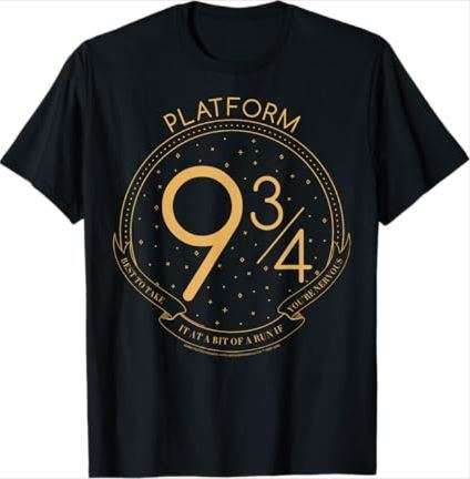 Harry Potter Platform 9 & 3/4 Train Station Line Art Logo T-Shirt