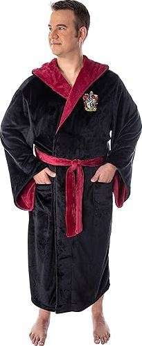 Harry Potter Adult Fleece Plush Hooded Robe - Gryffindor, Slytherin, Ravenclaw, Hufflepuff, Hogwarts
