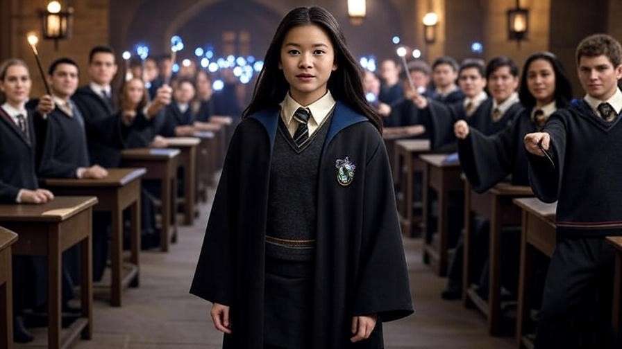 Cho Chang leading Dumbledore’s Army in a Hogwarts classroom