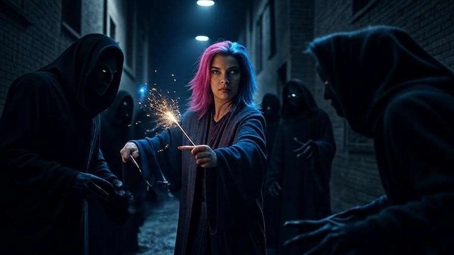 Nymphadora Tonks transforming hair during a duel with Death Eaters