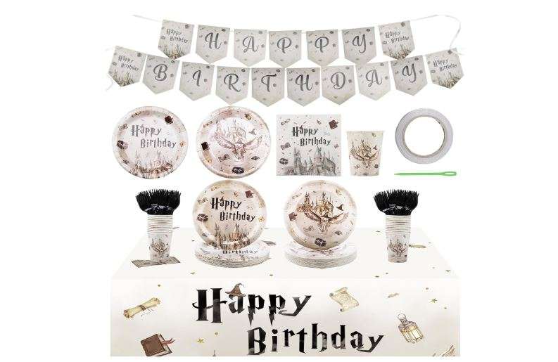 152PCS Magical Wizard Plates Napkins Birthday Party Supplies,Magical Party Paper Plates and Napkins Kit for Boys and Girls Birthday Baby Shower Party