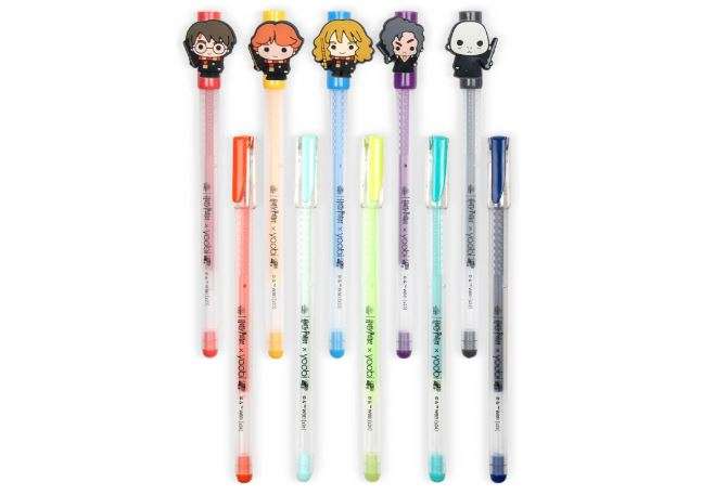  Yoobi x Harry Potter Quick Dry Gel Pens – Fine Point (1.0 mm), Assorted Colors – Pack of 10 with 5 Reusable Pen Charms – Comfortable Grip, Back to School