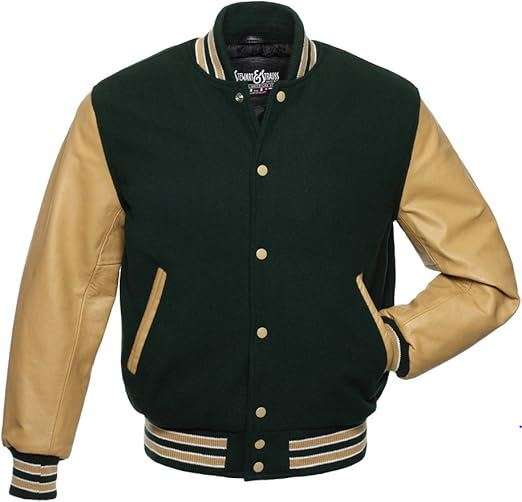 Stewart & Strauss Original Varsity Letterman Jacket Since 1977 (48 Team Colors) Wool & Leather XXS to 6XL 