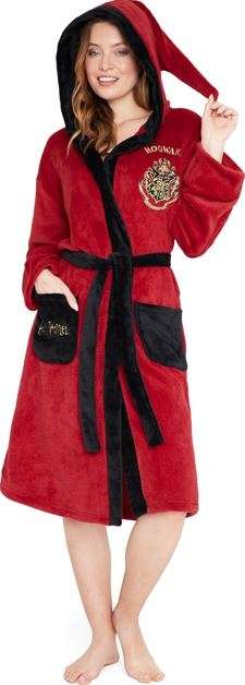 Harry Potter Womens Fleece Robe with Hood, Pockets, Tie Waist - Gifts for Her
