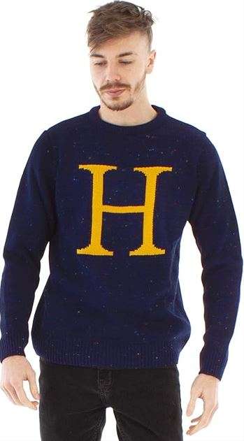 Harry Potter Christmas Jumper Harry Letter H Knitted Unisex Blue Sweater
