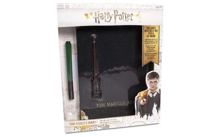 Wizarding World: Tom Riddle's Diary - Secret Replica Notebook, Slytherin House Invisible Ink Pen, Magic UV Reveal Mini Wand, Harry Potter Collectible 