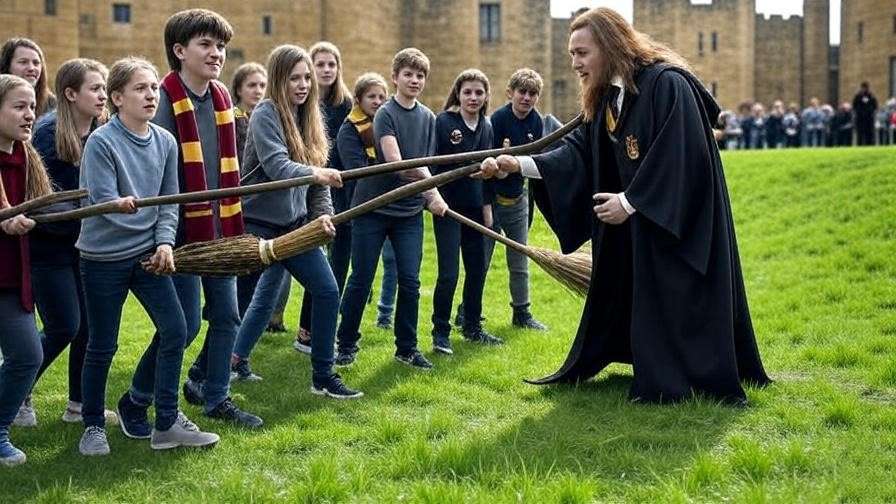 Broomstick training session at Hogwarts inside Alnwick Castle
