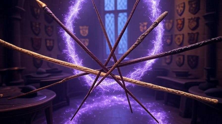 Five wands crossed symbolizing the strength of Harry Potter's female witches
