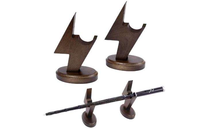 WizWonders Wooden Wizard Wand Display Stand Lightning-Shape Magic Wand Holder 1 Tiered for Collection
