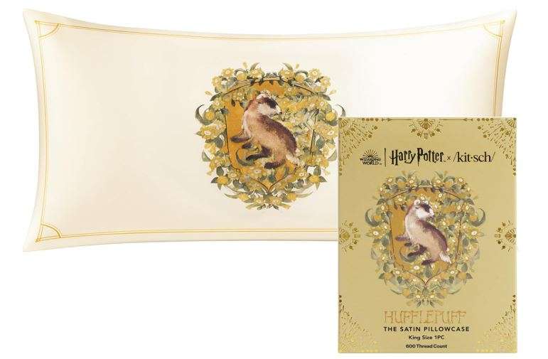 Kitsch x Harry Potter Hufflepuff Satin Pillowcase with Zipper for Hair & Skin – Double-Sided, Softer Than Silk, Wrinkle-Free, Machine Washable, Frizz...