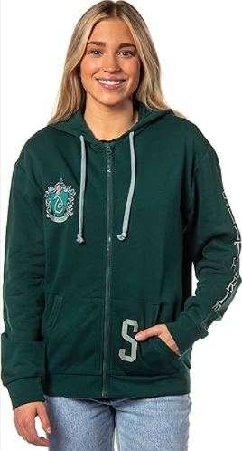 Bioworld Harry Potter Womens Hogwarts Alumni House Crest Lightweight Zip-Up Hoodie