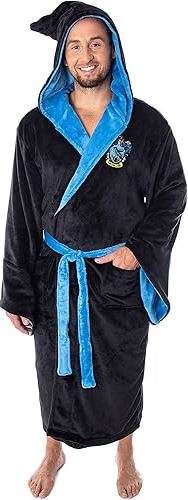 Harry Potter Adult Fleece Plush Hooded Robe - Gryffindor, Slytherin, Ravenclaw, Hufflepuff, Hogwarts
