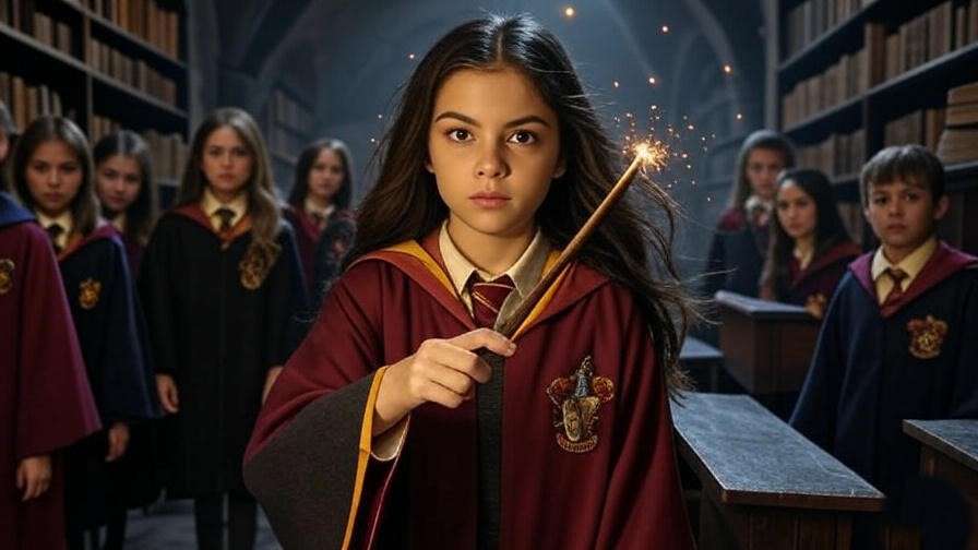 Alicia Spinnet practicing spells with Harry Potter and Dumbledore’s Army in the Room of Requirement.