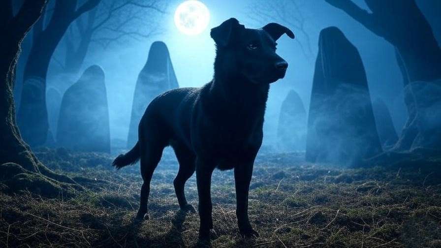 A glowing silver black dog Patronus stands in a misty forest, repelling Dementors in a magical Harry Potter scene.