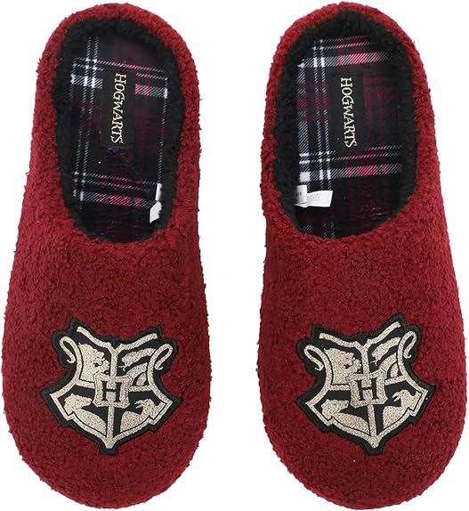 Bioworld Harry Potter Hogwarts Crest Adult Red Scuff Slippers
