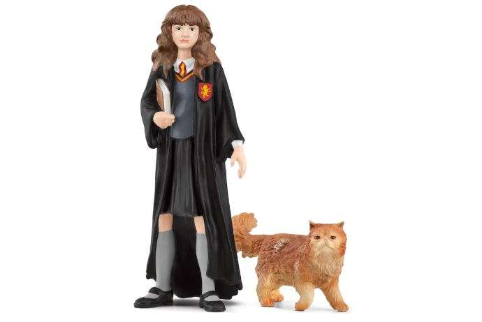 Schleich Harry Potter - Hermonie and Crookshanks Cat Figurines - 2 PC Harry Potter Set - Wizarding World Collectible Figures for Kids and Adults - Toys for