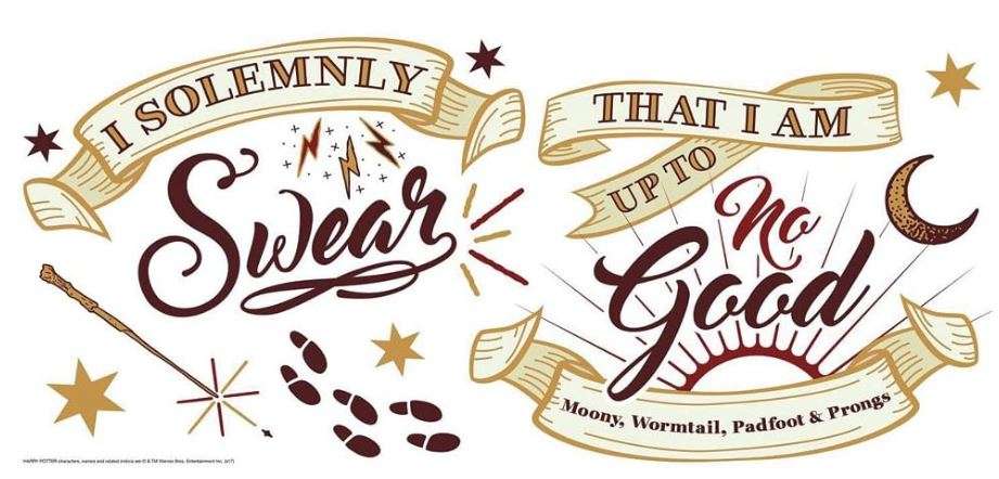 RoomMates RMK3607GM Harry Potter Marauder's Map Quote Peel and Stick Giant Wall Decals, Brown