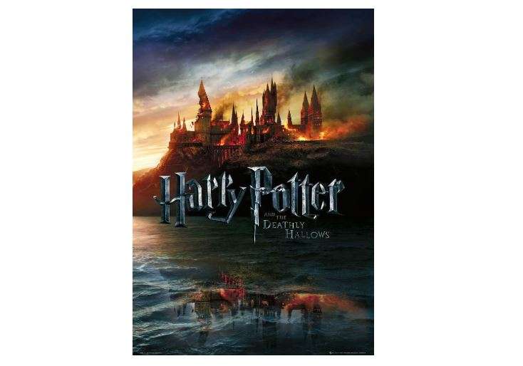 Harry Potter and The Deathly Hallows - Movie Poster (Advance Style - Hogwarts On Fire) (Size: 24" x 36") 