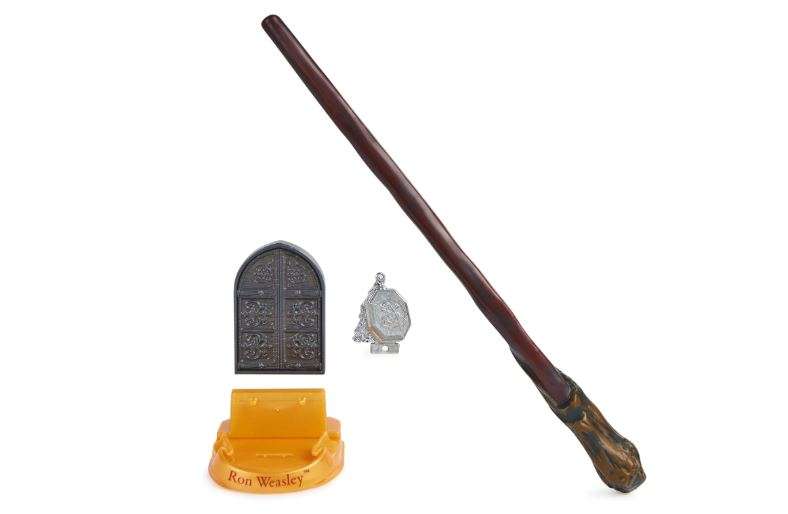 Wizarding World Harry Potter, 12-inch Magical Collector Ron Weasley Wand with Stand & Die-cast Icon, Magical Artifacts Series 