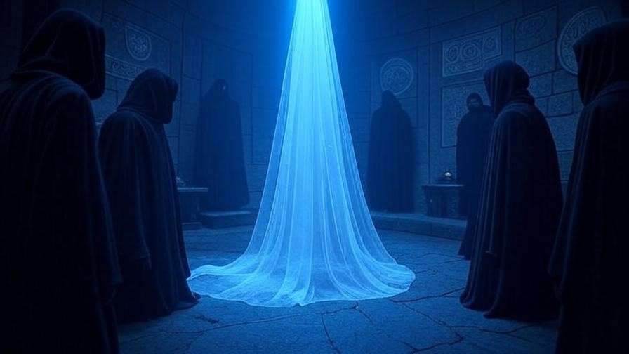 Department of Mysteries with glowing veil and Dumbledore’s Army