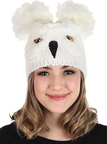 Harry Potter Hedwig Owl Pom Knit Beanie Hat for Adults 