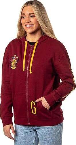 Bioworld Harry Potter Womens Hogwarts Alumni House Crest Lightweight Zip-Up Hoodie 