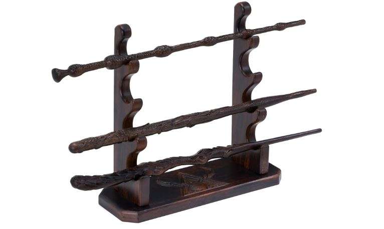 Handicraftviet Handmade Carved Wand Display Stand, Wooden Wand Holder - 3 Tiers for Collection, Black (Wooden wand stand) 