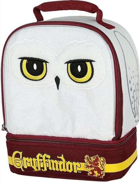 AI ACCESSORY INNOVATIONS Harry Potter Hedwig the Owl Gryffindor House Dual Compartment Insulated Lunch Box Tote Bag