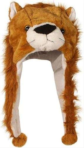 Timiot Cute Plush Animal Character Winter Hat Fun Ski Cap with Detailed Animal Face Long Ear Straps with Pom Pom Ends