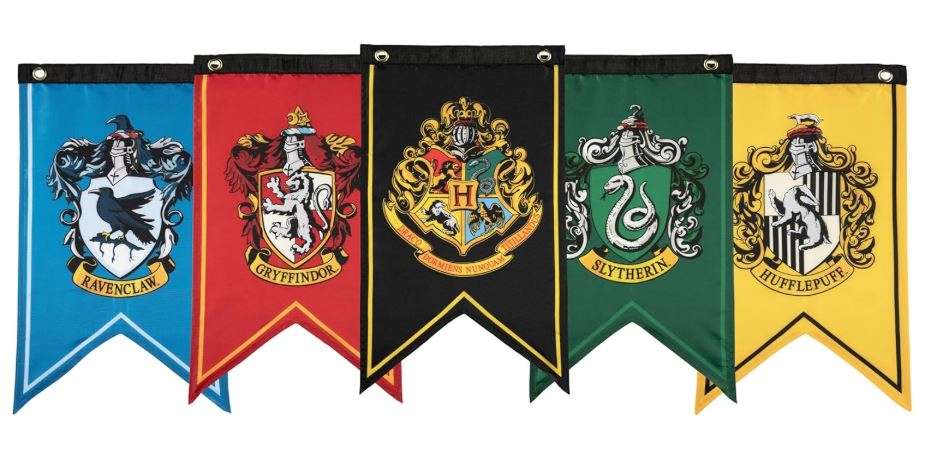 Conquest Journals Harry Potter Wizarding House Banner Flag Set, 12'' x 20'' Polyester Flags, Set of 5 Includes Hogwarts Crest, Gryffindor,...