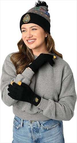 Harry Potter Hogwarts Knit Beanie Hat and Texting Glove Set Unisex Womens Mens 