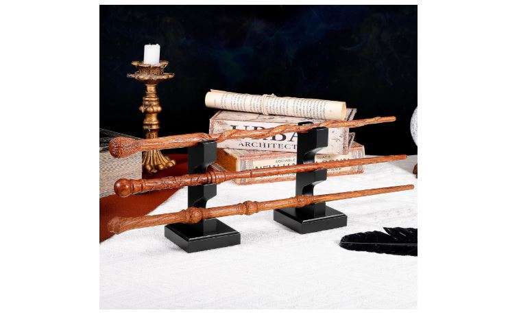 ChampWe Wizard Wand Display Stand Wooden Magic Wands Holder 3 Tiered for Collection Black 