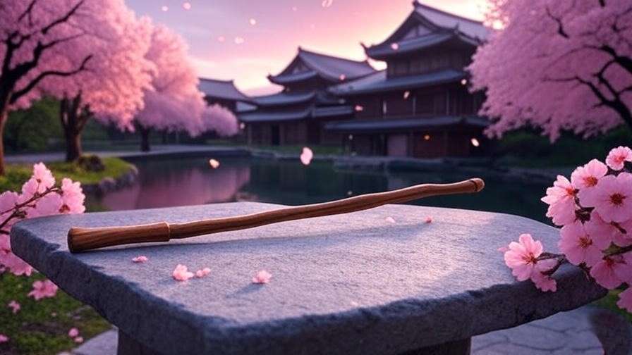 Cherry wood wand with cherry blossoms at Mahoutokoro, Harry Potter magical traditions.