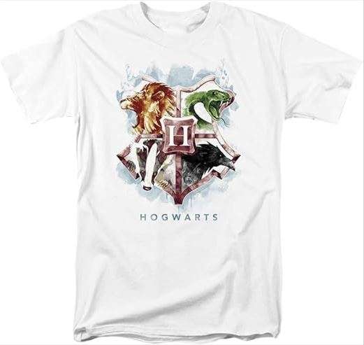 Harry Potter Hogwarts Crest Watercolor Unisex Adult T-Shirt White