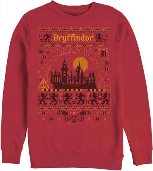 Harry Potter Deathly Hallows Gryffindor House Sweater Mens Pullover Crew Fleece
