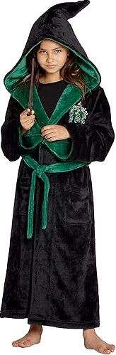 Harry Potter Hogwarts Houses Girl's Fleece Robe Pajama Lounge - Gryffindor Hufflepuff Slytherin Ravenclaw