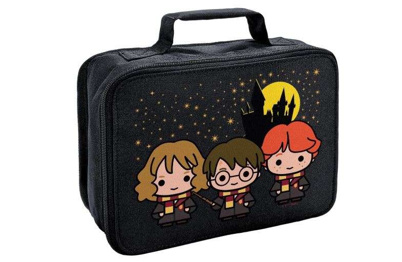 LOGOVISION Harry Potter Chibi Trio and Castle Insulated Soft Sided Lunch Box - Reusable Lunch Bag For School Office Work, BPA Free, 10"x8" 