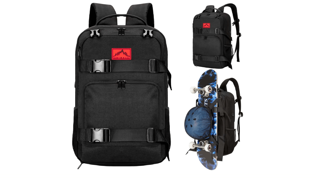 
GoHimal Skateboard Backpack, Skateboard Bag Sports Backpack, Laptop Bag Multi-Sport Design for Men & Women