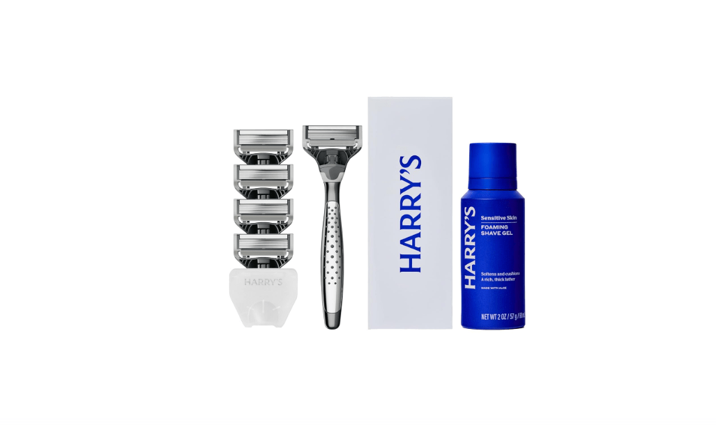 
Harry's Shaving Kit for Men - Razor Handle, 5 Razor Blade Refills, Foaming Shave Gel, and Travel Blade Cover - Craft Edition